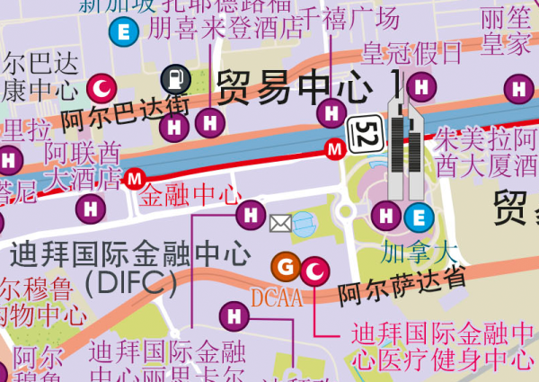 Dubai Wall Map (Mandarin)