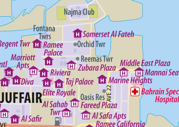 Manama Wall Map